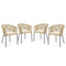 Patio Chairs Set of 4 with Curved Backrest and Seat Cushion for Patio-Yellow