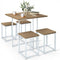 5 Pieces Metal Frame Dining Set with Compact Dining Table and 4 Stools-Natural