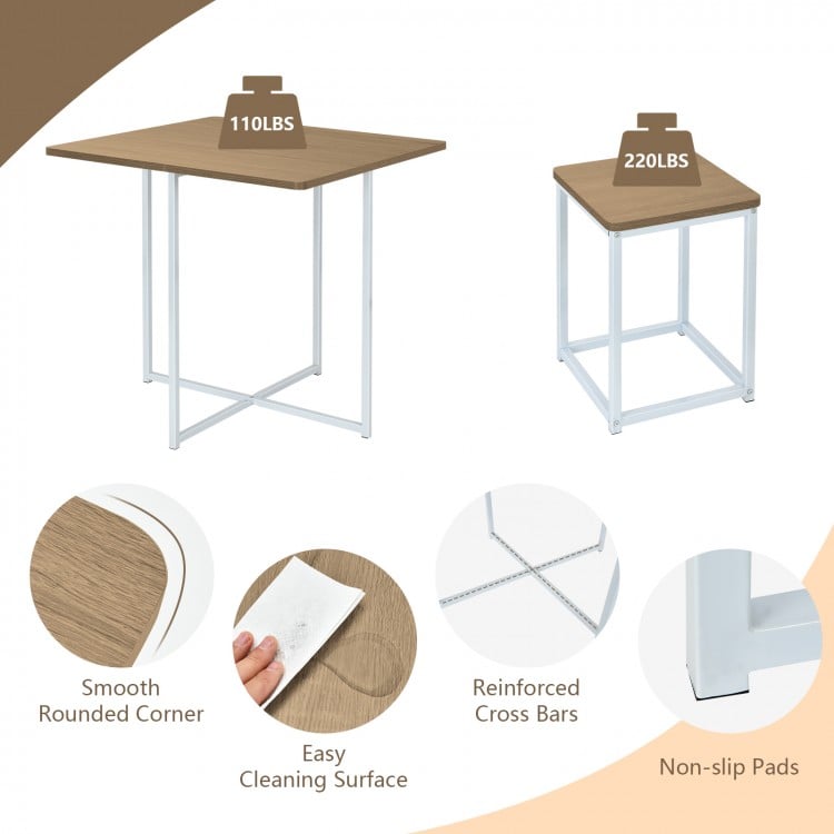 5 Pieces Metal Frame Dining Set with Compact Dining Table and 4 Stools-Natural