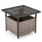 Outdoor Patio Rattan Wicker Steel Side Deck Table-Gray