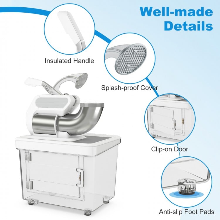300W Commercial Ice Crusher with Dual Blades and Safety Switch-White