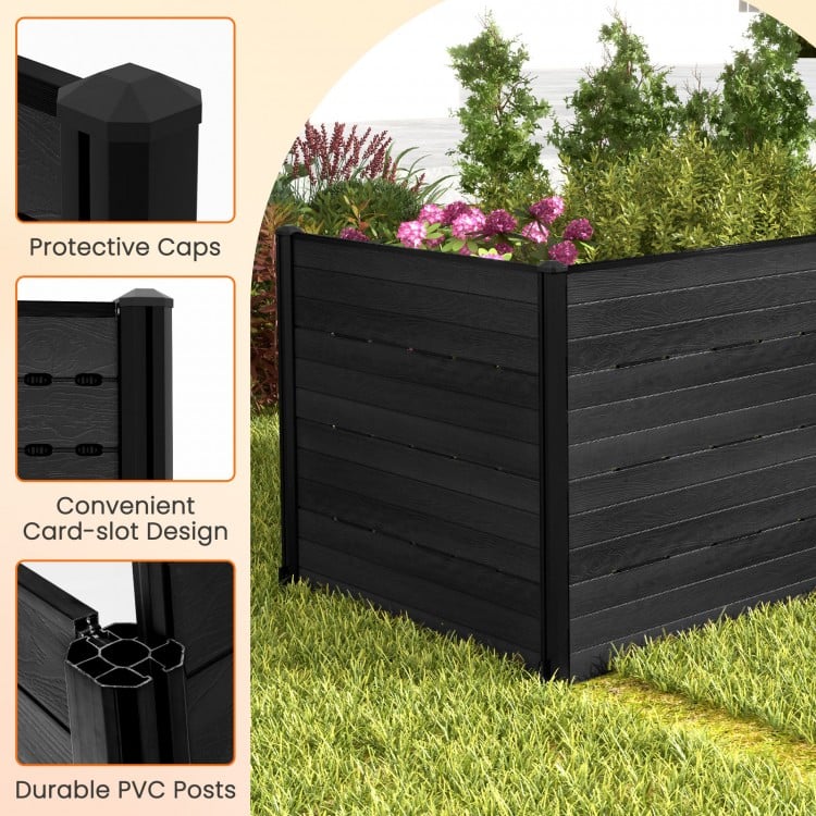 Outdoor Privacy Fence Screen with 5 Ground Stakes for Garden Yard Patio-Black