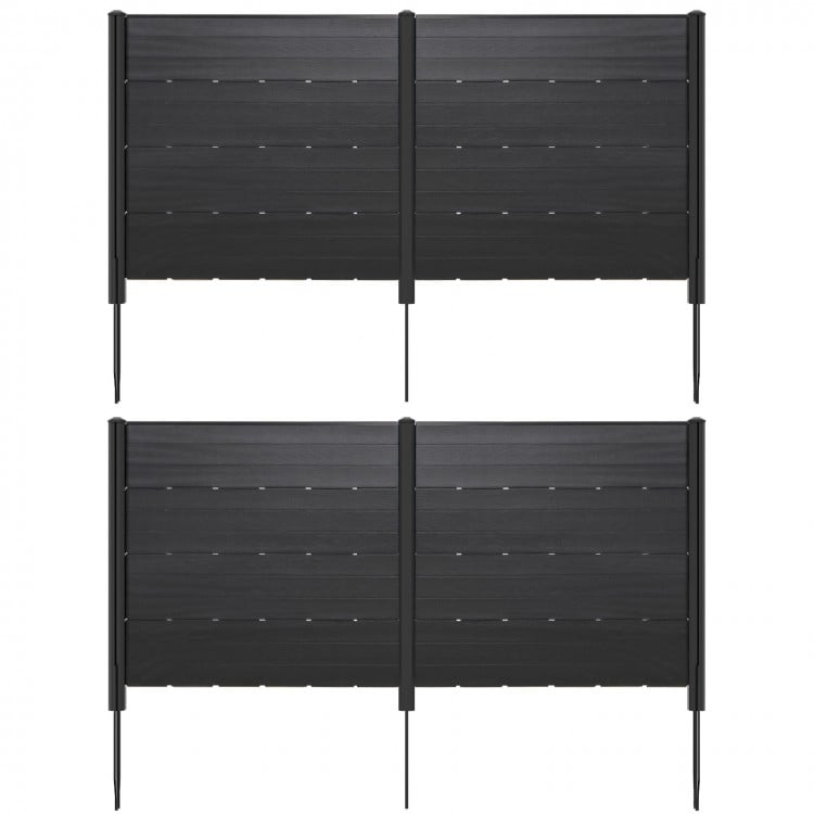 Outdoor Privacy Fence Screen with 5 Ground Stakes for Garden Yard Patio-Black