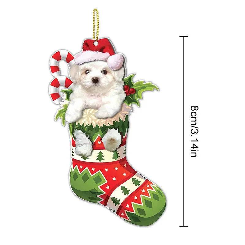 Christmas Stockings Christmas Tree Decorative Socks Dog Pendant Creative Cute 