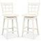 Counter Height Barstools Set of 2 with 6-Grid Hollow Back and Seat-White