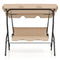3 Seat Outdoor Patio Canopy Swing with Cushioned Steel Frame-Beige