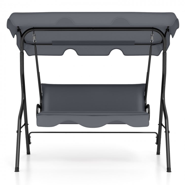 3-Seat Outdoor Patio Canopy Swing with Cushioned Steel Frame-Gray