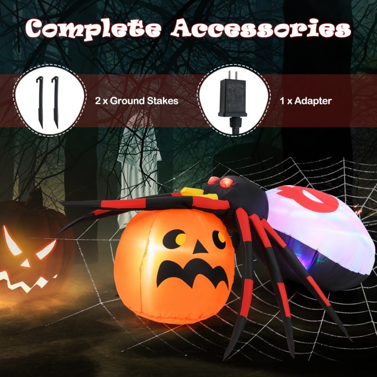4.9 x 4.6 Feet Inflatable Spider with Pumpkin and Rotating Light