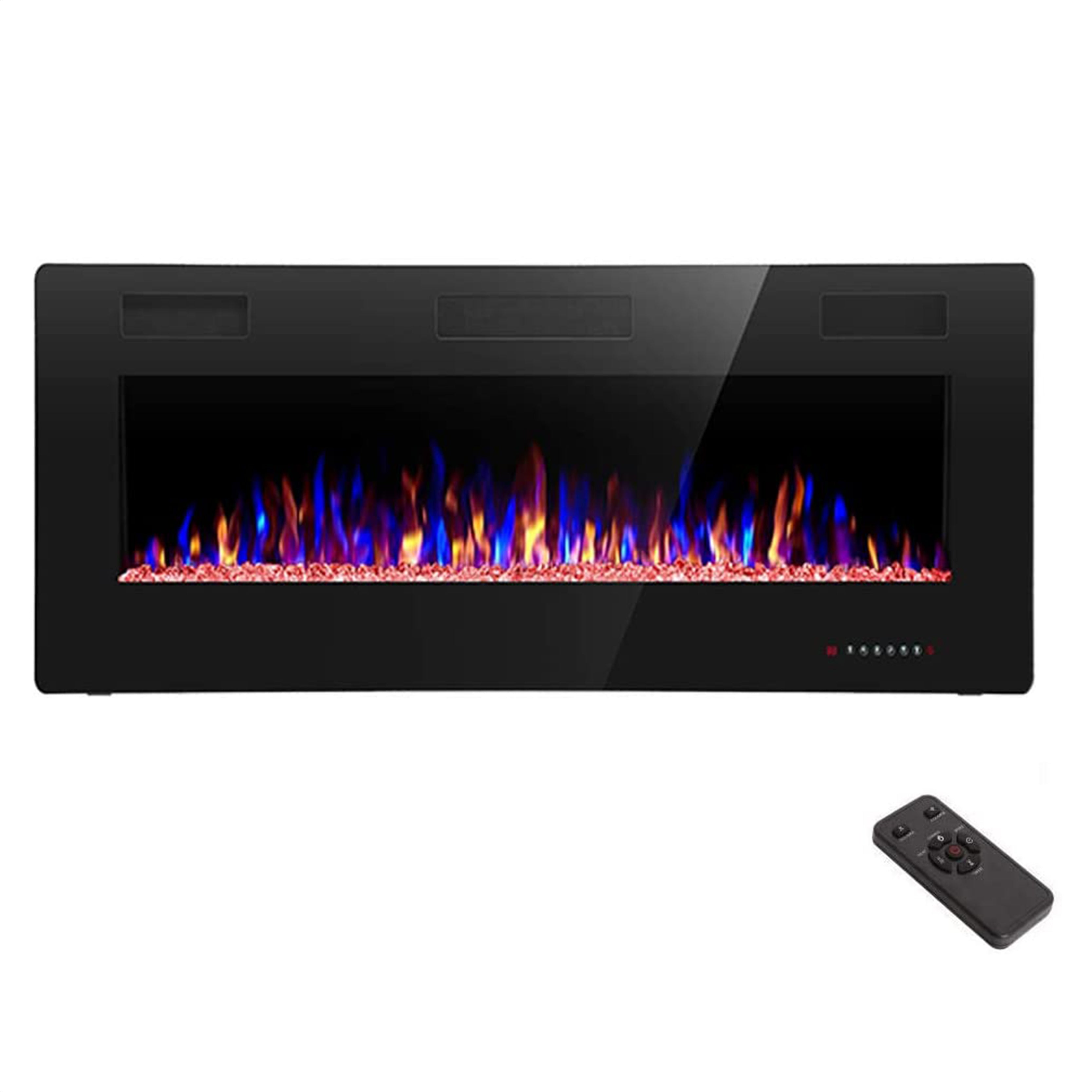 Xbeauty 30"/ 36"/ 42"/ 50"/ 60"/ 68" Electric Fireplace in-Wall Recessed and Wall Mounted, 1500W Fireplace Heater with Timer, Adjustable 12-Color Flame Brightness & Speed, Touch Screen Control, Remote Control, for Christmas,