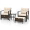 4 Piece Outdoor Furniture Set with Glass Topped Coffee Table-White