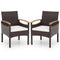 Patio Dining Chairs Set of 2/4 with Acacia Wood Armrest and Heavy Duty Metal Frame-2 Pieces