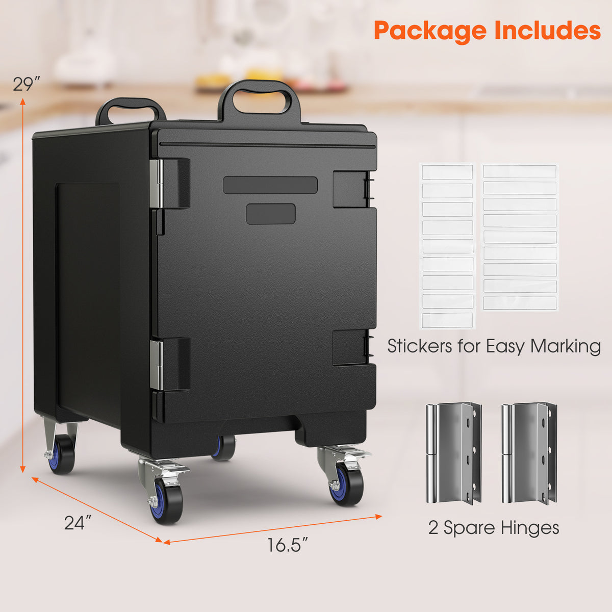 81 Qt Insulated Food Pan Carrier with Wheels, Commercial Hot & Cold Food Transport Box
