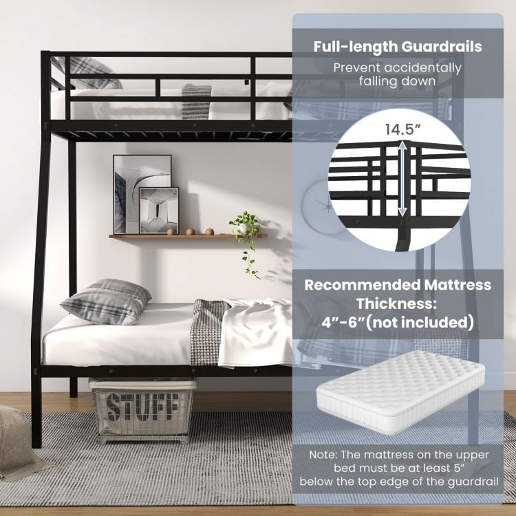 Space-saving Metal Slatted Bed Frame for Teens and Adults Noise-free No Box Spring Needed-Black