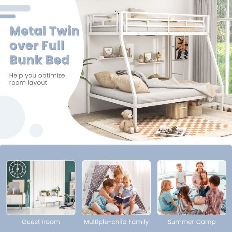 Space-saving Metal Slatted Bed Frame for Teens and Adults Noise-free No Box Spring Needed-White