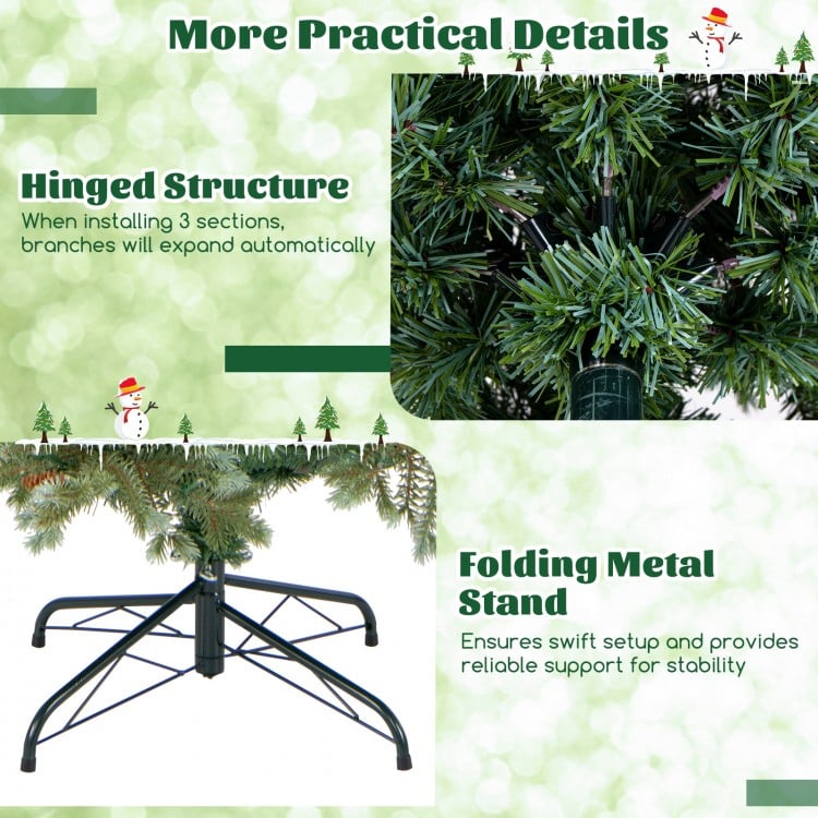 6 Feet Christmas Tree with Warm White LED Lights and Pine Cones