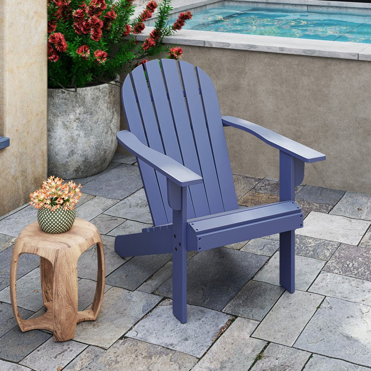 Acacia Wood Lounge Patio Adirondack Chair with Inclined Seat - Blue