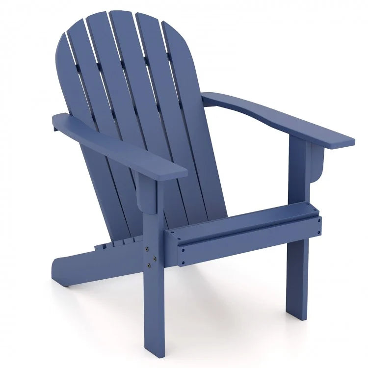 Acacia Wood Lounge Patio Adirondack Chair with Inclined Seat - Blue