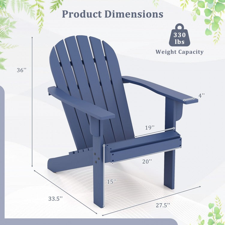 Acacia Wood Lounge Patio Adirondack Chair with Inclined Seat - Blue