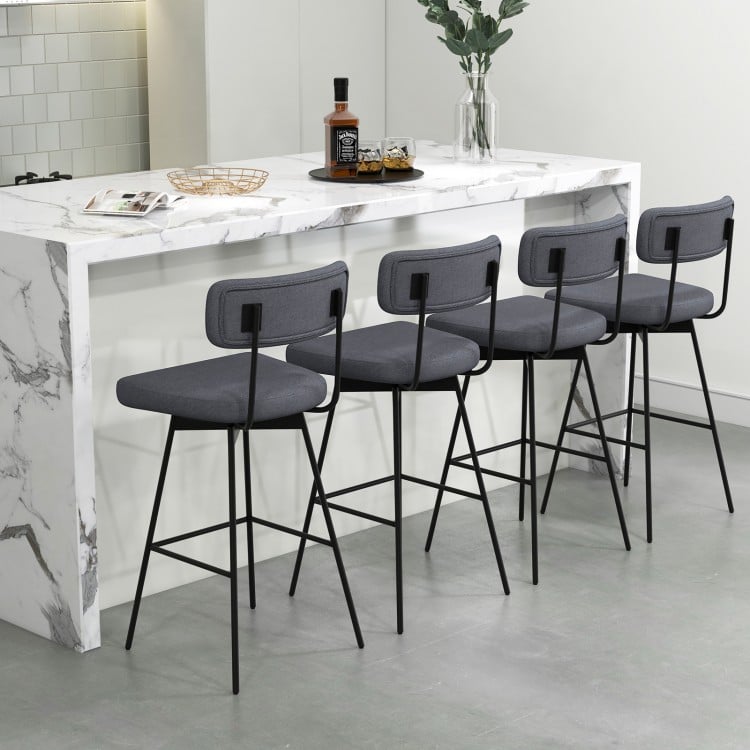 29 Inch Counter Height Upholstered Swivel Bar Stool Set of 2-Gray