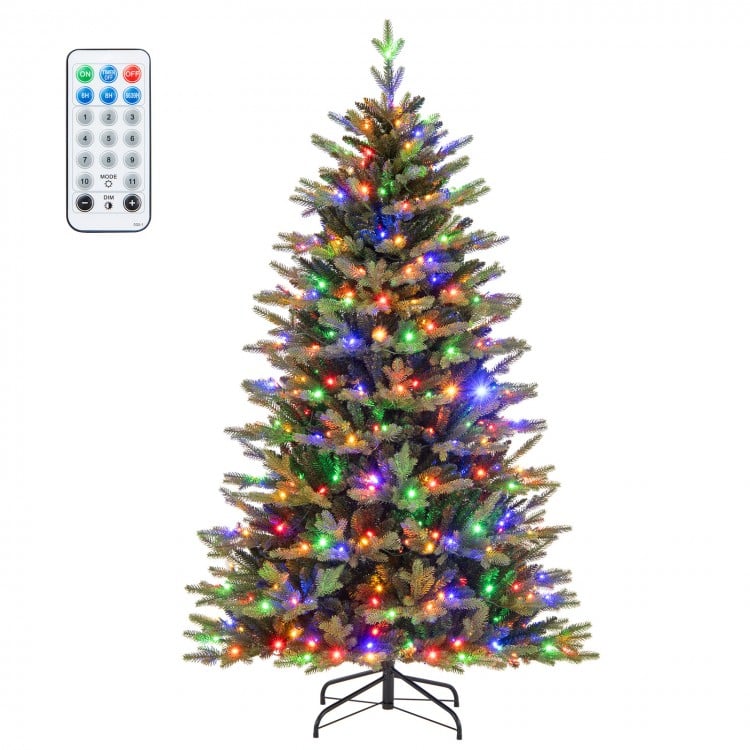 6 Feet Artificial Xmas Tree Hinged with 11 Lighting Modes and Remote Control