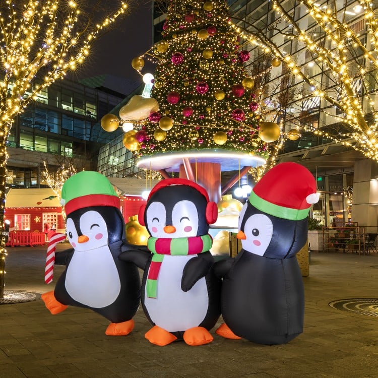 Christmas Inflatable Penguins Family with Built-in LED Lights