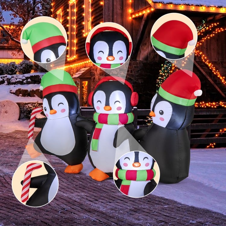 Christmas Inflatable Penguins Family with Built-in LED Lights
