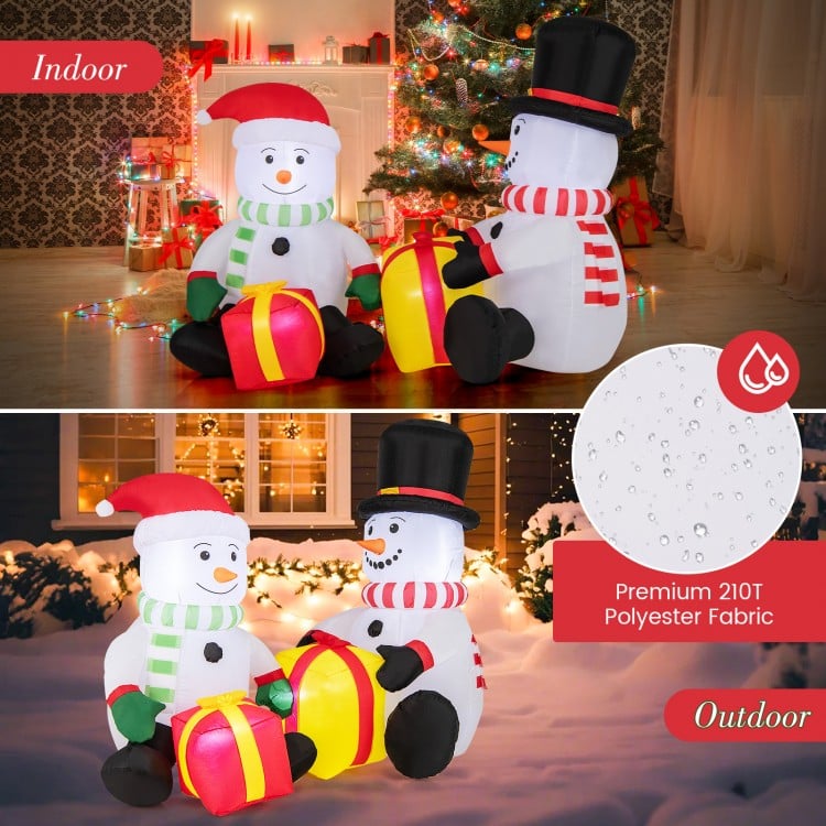 5 Feet 2 Cute Blow-up Snowman Christmas Inflatables with Gift Boxes