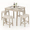 5 Pieces Bar Table Set with Square Table and 4 Padded Stools-Gray