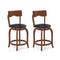 Swivel Bar Stools Set of 2 with Rubber Wood Frame and Upholstered Seat-24 Inch