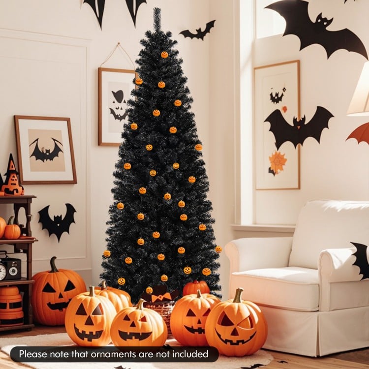 7 ft Hinged Halloween Tree with PVC Branch Tips and Warm White Lights
