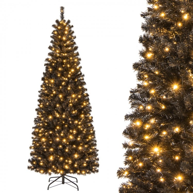 7 ft Hinged Halloween Tree with PVC Branch Tips and Warm White Lights