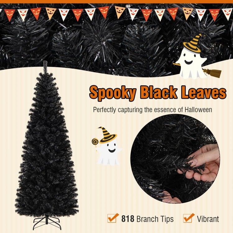 7 ft Hinged Halloween Tree with PVC Branch Tips and Warm White Lights