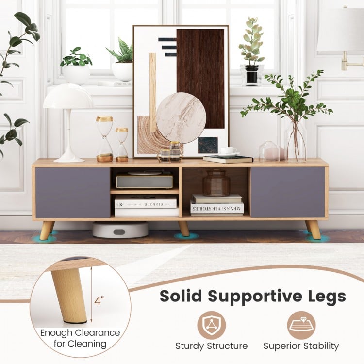 TV Stand Cabinet for TVs up to 65 Inch with Open Shelf for Living Room