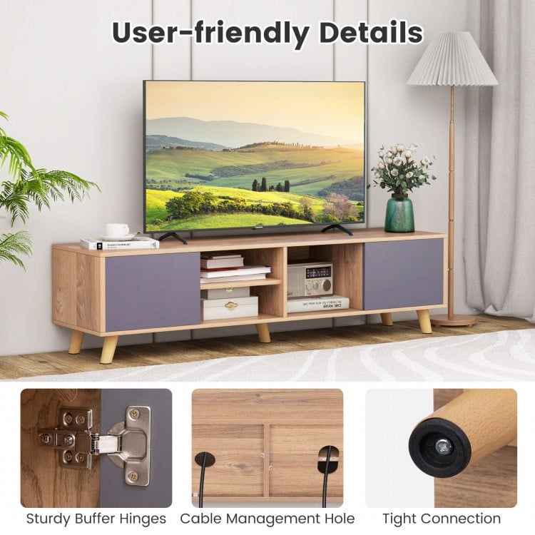 TV Stand Cabinet for TVs up to 65 Inch with Open Shelf for Living Room