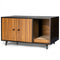 Cat Litter Box Enclosure with Divider and Double Doors-Brown