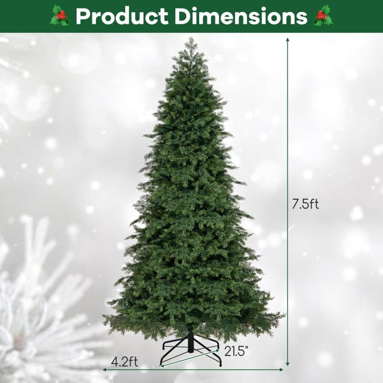 7.5 Feet Artificial Christmas Tree Green Hinged Holiday Tree with 721/1019 Lush Branch Tips
