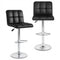 Modern Bat Stools Set of 2 with Back and Heavy-duty Metal Base and Footrest-Black