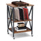 3 Tiers Vintage Style Rolling End Table with 3 Dividers for Albums-Brown