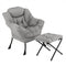 Modern Accent Chair with Folding Footrest and Head Pillow-Gray