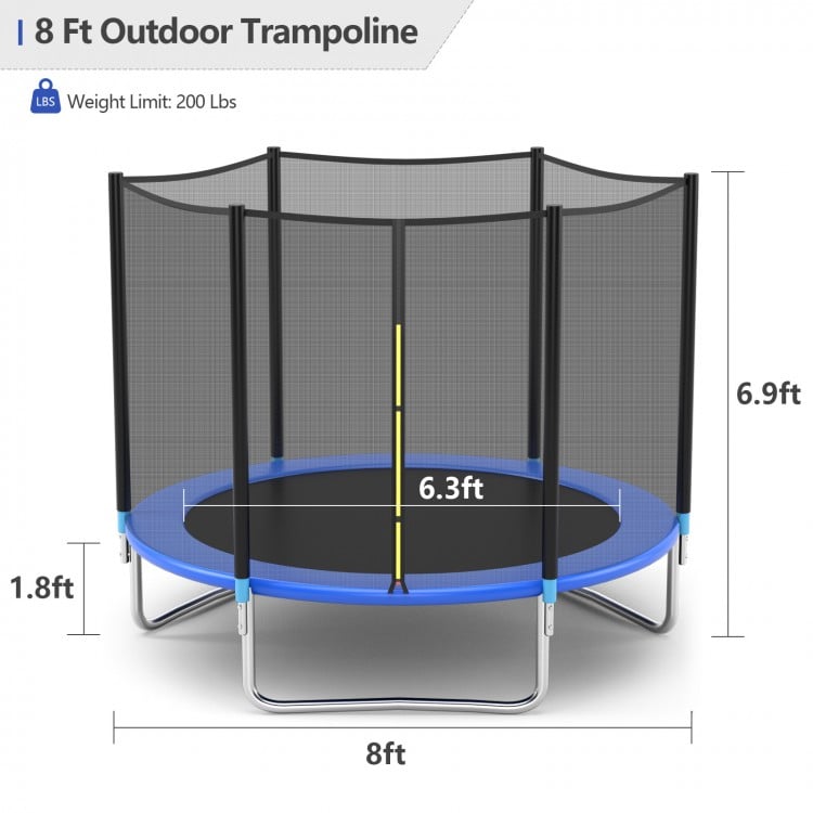 8 feet Safety Jumping Round Trampoline with Spring Safety Pad