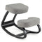 Wooden Ergonomic Rocking Kneeling Backless Chair with Padded Cushion-Grey