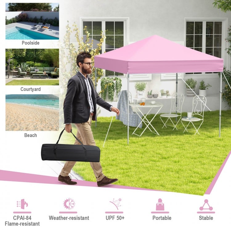 6.6 x 6.6 Feet Outdoor Pop-up Canopy Tent with UPF 50+ Sun Protection-Pink