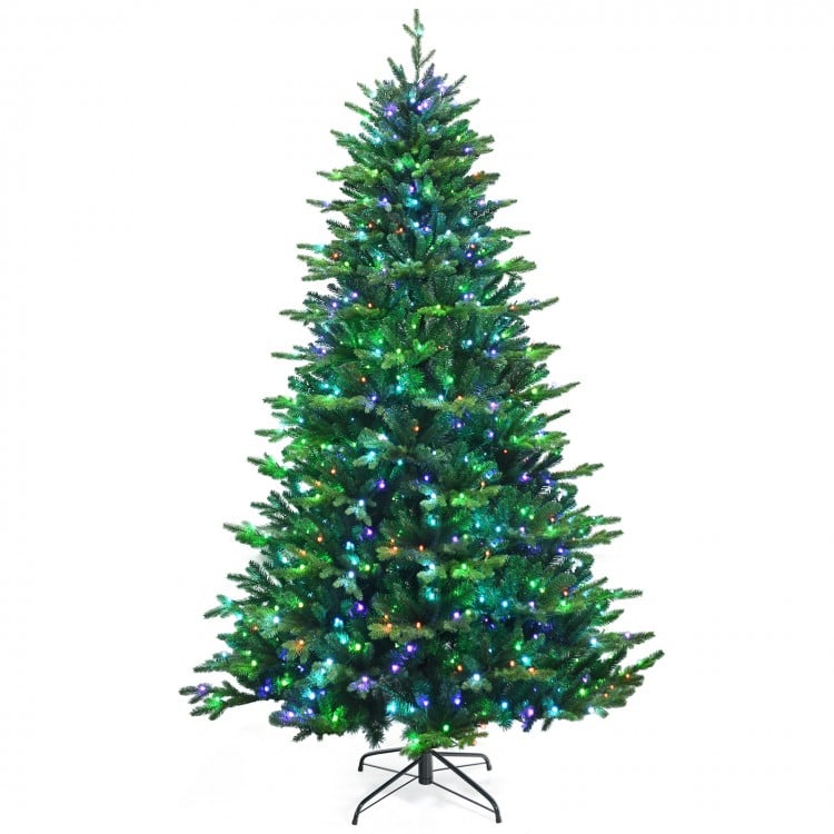 Pre-lit Artificial Hinged Christmas Tree with APP Controlled LED Lights-8'