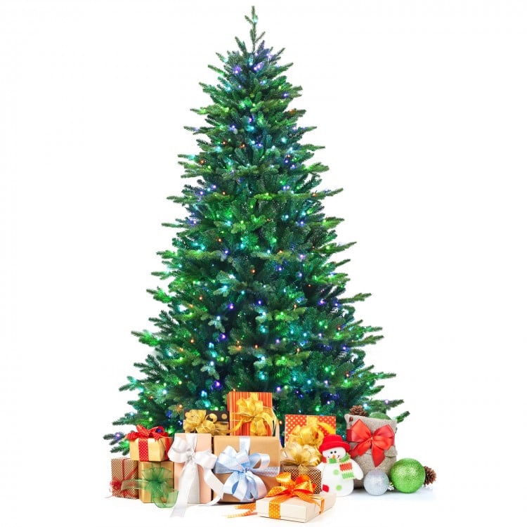 Pre-lit Artificial Hinged Christmas Tree with APP Controlled LED Lights-8'