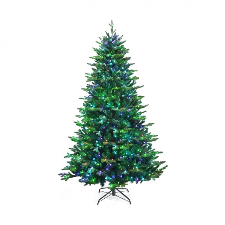 Pre-lit Artificial Hinged Christmas Tree with APP Controlled LED Lights-8'