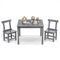 Wooden Kids Table and 2 Chairs Set with Anti-slip Foot Pads-Gray