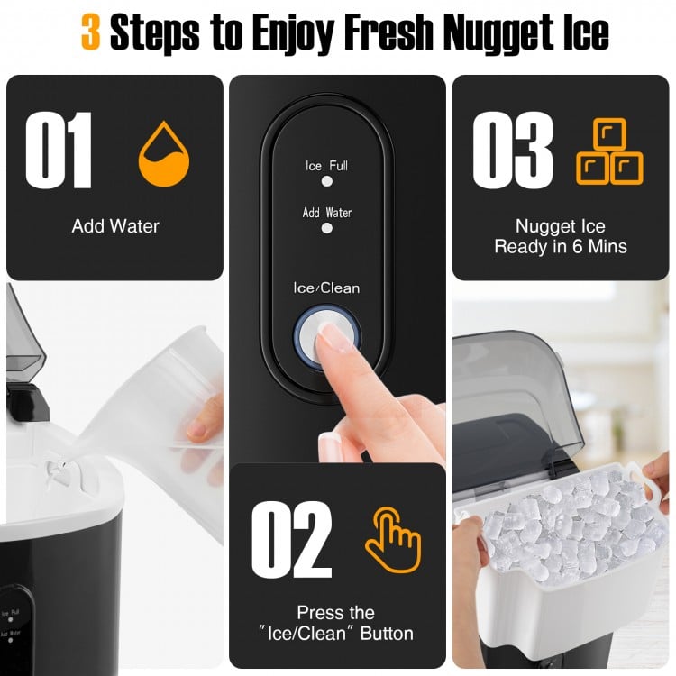 Nugget Countertop Ice Maker with Soft Chewable Pellet Ice-Black