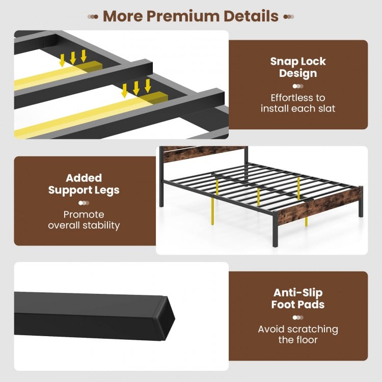Full/King/Queen/Twin Size Bed Frame with High Headboard and Mute Bar-Queen Size