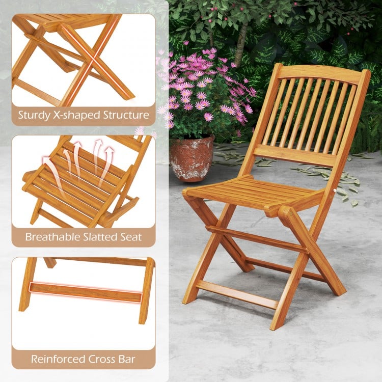 Outdoor Folding Chairs with Seat Cushions Set of 2-Beige