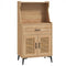 Coffee Bar Cabinet with Pegboard  Storage Drawer and Adjustable Shelf-Oak